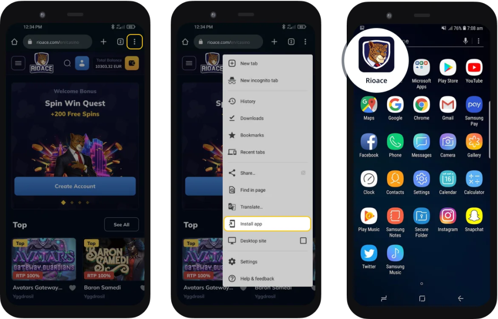 RioAce Casino Mobile App Download iOS